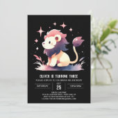ファンタジー愛らしいライオン誕生日 招待状 (スタンド正面)