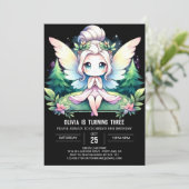 ファンタジー愛らしい妖精誕生日 招待状 (スタンド正面)