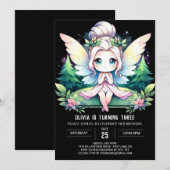 ファンタジー愛らしい妖精誕生日 招待状 (正面/裏面)