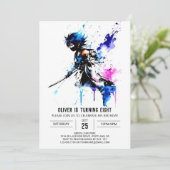 ファンタジー愛らしい忍者ボーイデジタル誕生日 招待状 (スタンド正面)