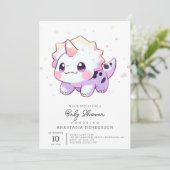 ファンタジー愛らしい恐竜の赤ちゃんシャワー 招待状 (スタンド正面)