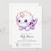 ファンタジー愛らしい恐竜の赤ちゃんシャワー 招待状 (正面/裏面)