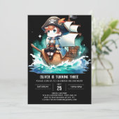 ファンタジー愛らしい海賊誕生日 招待状 (スタンド正面)