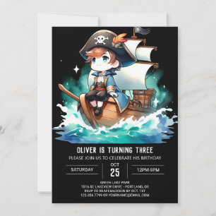 ファンタジー愛らしい海賊誕生日 招待状