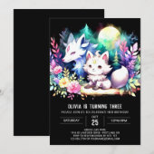 ファンタジー愛らしい狼誕生日 招待状 (正面/裏面)