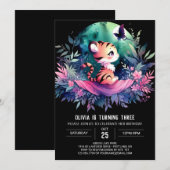 ファンタジー愛らしい虎誕生日 招待状 (正面/裏面)