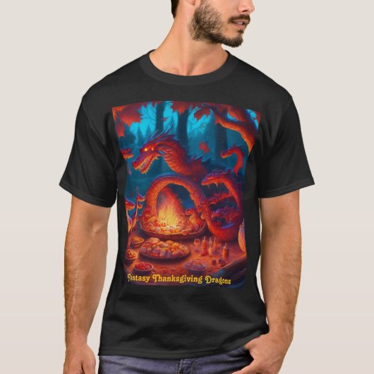 ファンタジー感謝祭ドラゴン Tシャツ (正面)