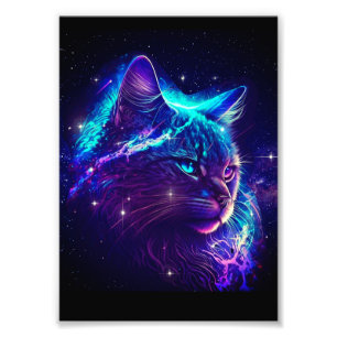 ファンタジー抽象芸術かわいい銀河系宇宙キティキャット フォトプリント