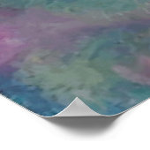 ファンタジー抽象芸術の花（ピンクと紫） ポスター (角)