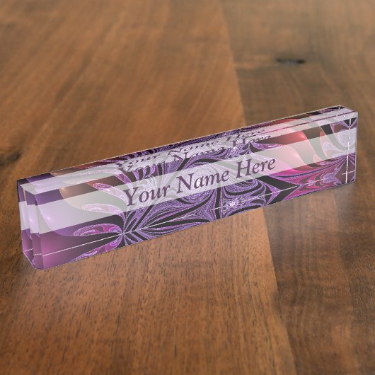 ファンタジー抽象芸術カラフル（紫） デスクネームプレート (側面)