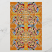 ファンタジー抽象芸術スクラップブッククラフト紙オレンジ 便箋 (正面)