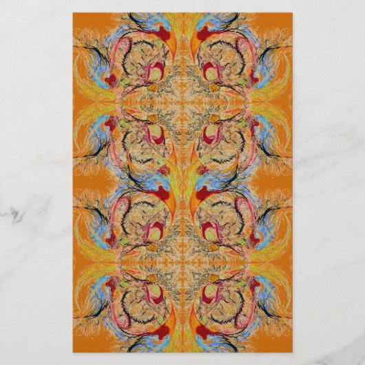 ファンタジー抽象芸術スクラップブッククラフト紙オレンジ 便箋 (正面)