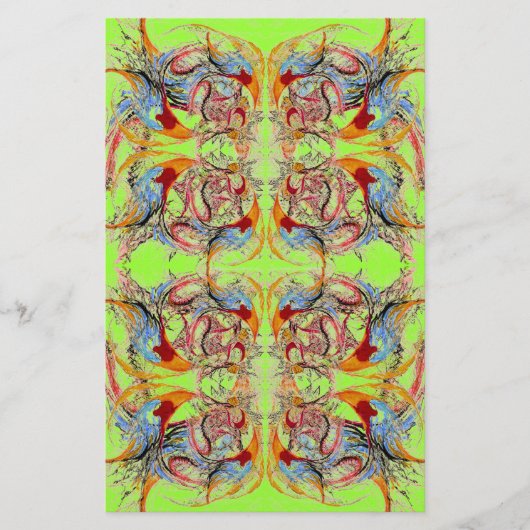 ファンタジー抽象芸術スクラップブッククラフト紙グリーン 便箋 (正面)