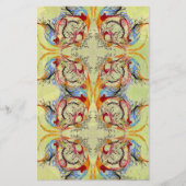 ファンタジー抽象芸術スクラップブッククラフト紙淡い色のグリーン 便箋 (正面)