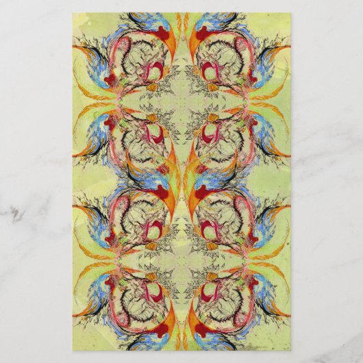 ファンタジー抽象芸術スクラップブッククラフト紙淡い色のグリーン 便箋 (正面)