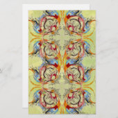 ファンタジー抽象芸術スクラップブッククラフト紙淡い色のグリーン 便箋 (正面/裏面)