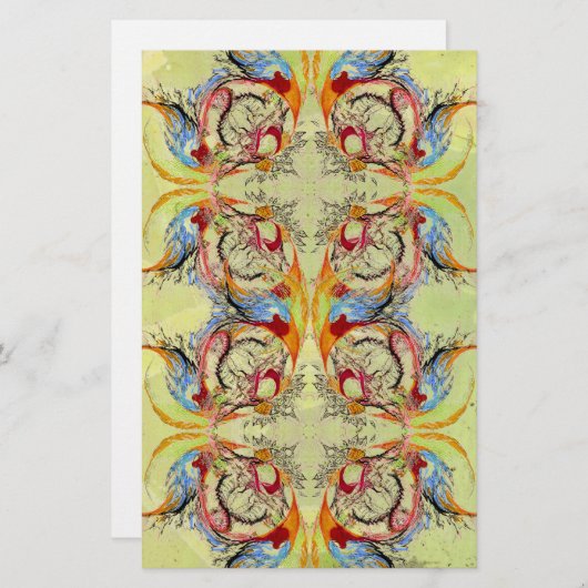 ファンタジー抽象芸術スクラップブッククラフト紙淡い色のグリーン 便箋 (正面/裏面)