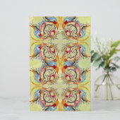 ファンタジー抽象芸術スクラップブッククラフト紙淡い色のグリーン 便箋 (スタンド正面)