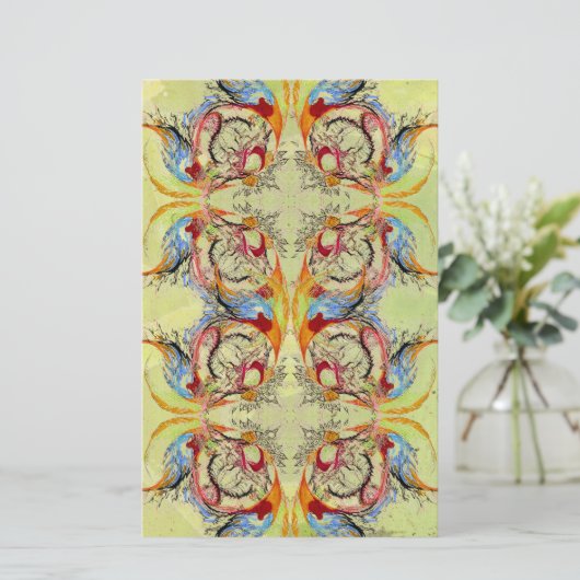 ファンタジー抽象芸術スクラップブッククラフト紙淡い色のグリーン 便箋 (スタンド正面)