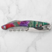 ファンタジー抽象芸術バラと孔雀の羽 ソムリエナイフ (裏面)