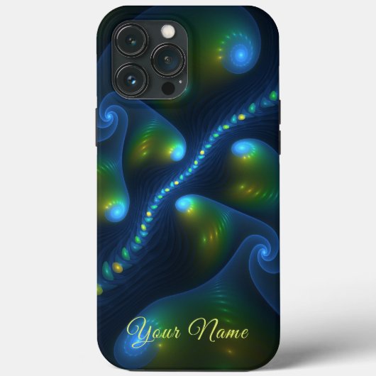 ファンタジー抽象芸術ブルーグリーンイエローフラクタル名 Case-Mate iPhoneケース (裏面)