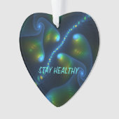 ファンタジー抽象芸術ブルーグリーンイエローフラクタル文字 オーナメント (正面)