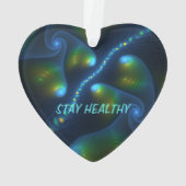 ファンタジー抽象芸術ブルーグリーンイエローフラクタル文字 オーナメント (裏面)