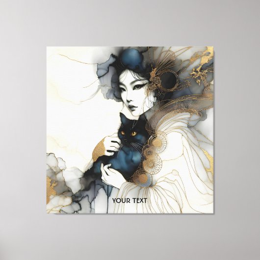 ファンタジー日本のかわいい子ネコ キャンバスプリント (正面)