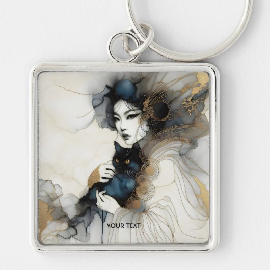 ファンタジー日本のかわいい子ネコ キーホルダー (正面)