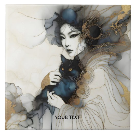 ファンタジー日本のかわいい子ネコ タイル (正面)