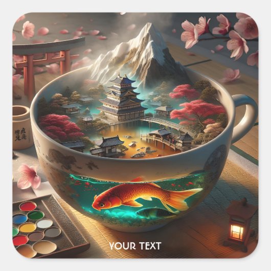 ファンタジー日本のカップ スクエアシール (正面)
