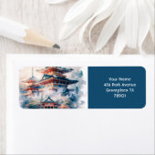 ファンタジー日本のキュート寺水色 ラベル (インサイチュ)