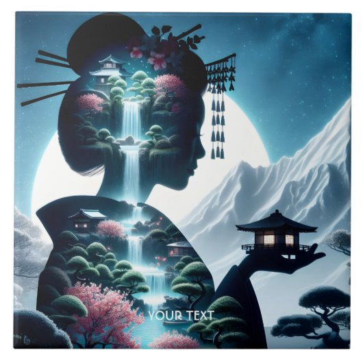 ファンタジー日本の可愛い少女の風景 タイル (正面)