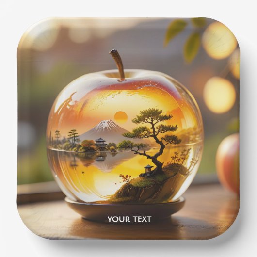 ファンタジー日本の可愛いApple View ペーパープレート (正面)