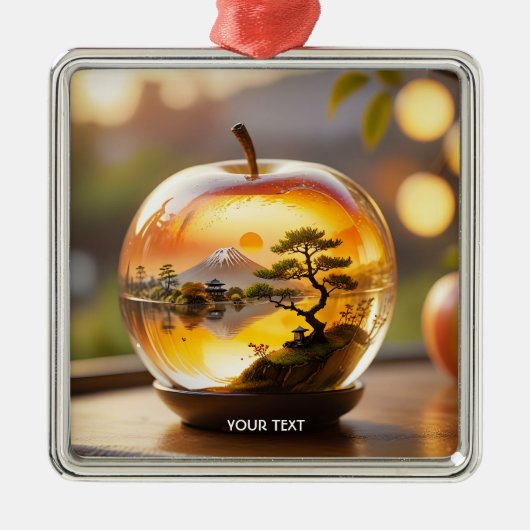 ファンタジー日本の可愛いApple View メタルオーナメント (正面)