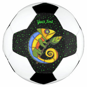 ファンタジー明るい色のトカゲの葉のドット サッカーボール