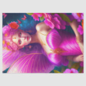 ファンタジー明るい赤紫色妖精フラワー蝶デクページ 薄葉紙 (正面)