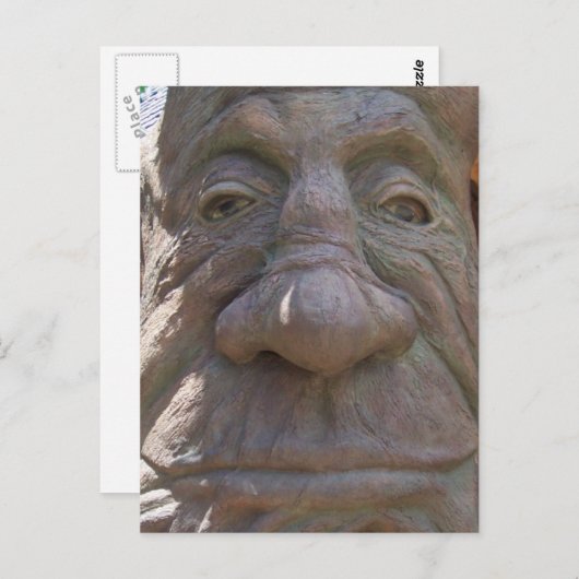 ファンタジー木彫り古い顔の木 ポストカード (正面/裏面)