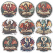 ファンタジー本のドラゴン シール (正面)