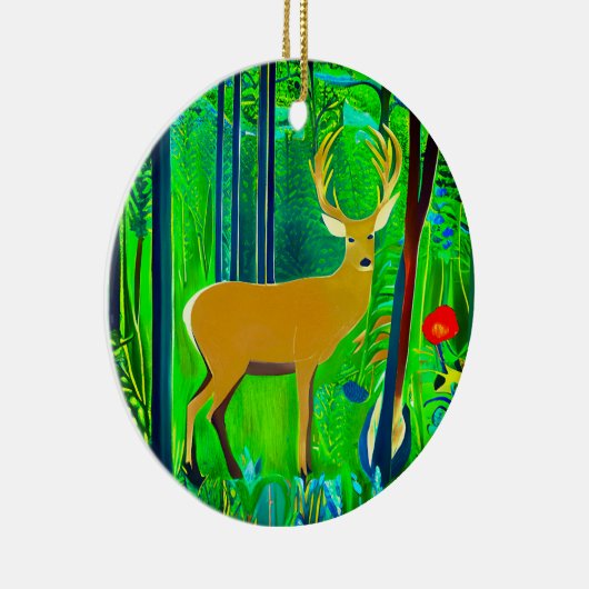 ファンタジー林の中の鹿 セラミックオーナメント (右)