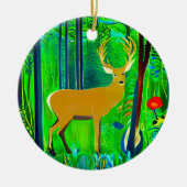 ファンタジー林の中の鹿 セラミックオーナメント (正面)