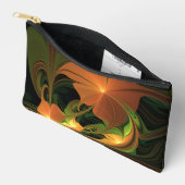 ファンタジー植物抽象芸術緑赤褐色フラクタル アクセサリーポーチ (見開き)