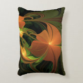 ファンタジー植物抽象芸術緑赤褐色フラクタル アクセントクッション (正面(垂直))