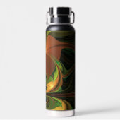 ファンタジー植物抽象芸術緑赤褐色フラクタル ウォーターボトル (背面)