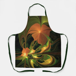 ファンタジー植物抽象芸術緑赤褐色フラクタル エプロン