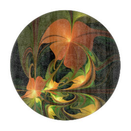ファンタジー植物抽象芸術緑赤褐色フラクタル カッティングボード