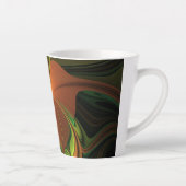 ファンタジー植物抽象芸術緑赤褐色フラクタル カフェラテマグ (右)