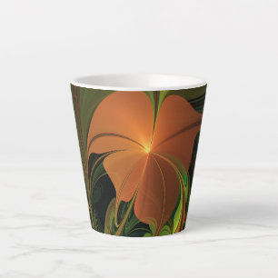 ファンタジー植物抽象芸術緑赤褐色フラクタル カフェラテマグ