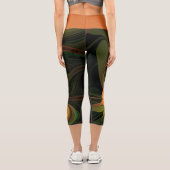 ファンタジー植物抽象芸術緑赤褐色フラクタル カプリレギンス (裏面)