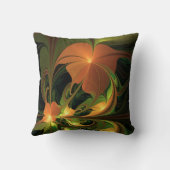 ファンタジー植物抽象芸術緑赤褐色フラクタル クッション (裏面)